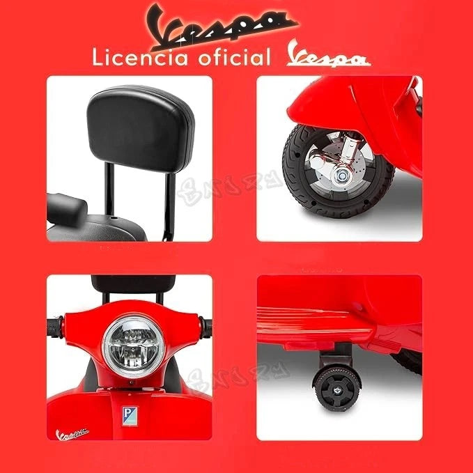 Scooter Elettrico per Bambini 1 - 3 Anni con Luci Led e Suoni Vespa GTS 7,2V