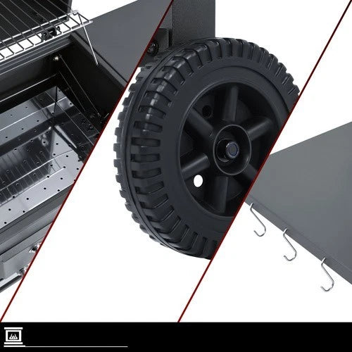 bbq barbecue a carbone carbonella griglie in ghisa + coperchio, termometro, soffiatore e tanti accessori