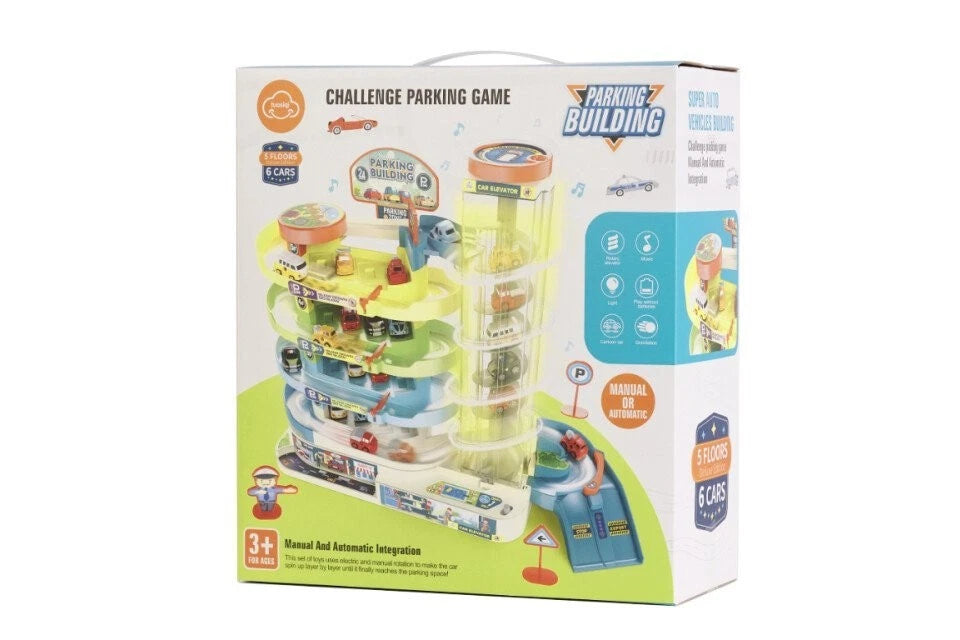 Grande Garage 4 piani set gioco garage pista macchine per bambini con 6 veicoli