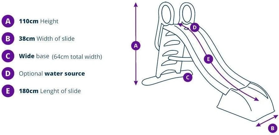 Scivolo 5 gradini x Bambini in Plastica da Giardino Esterno Gioco cm 180x78x110