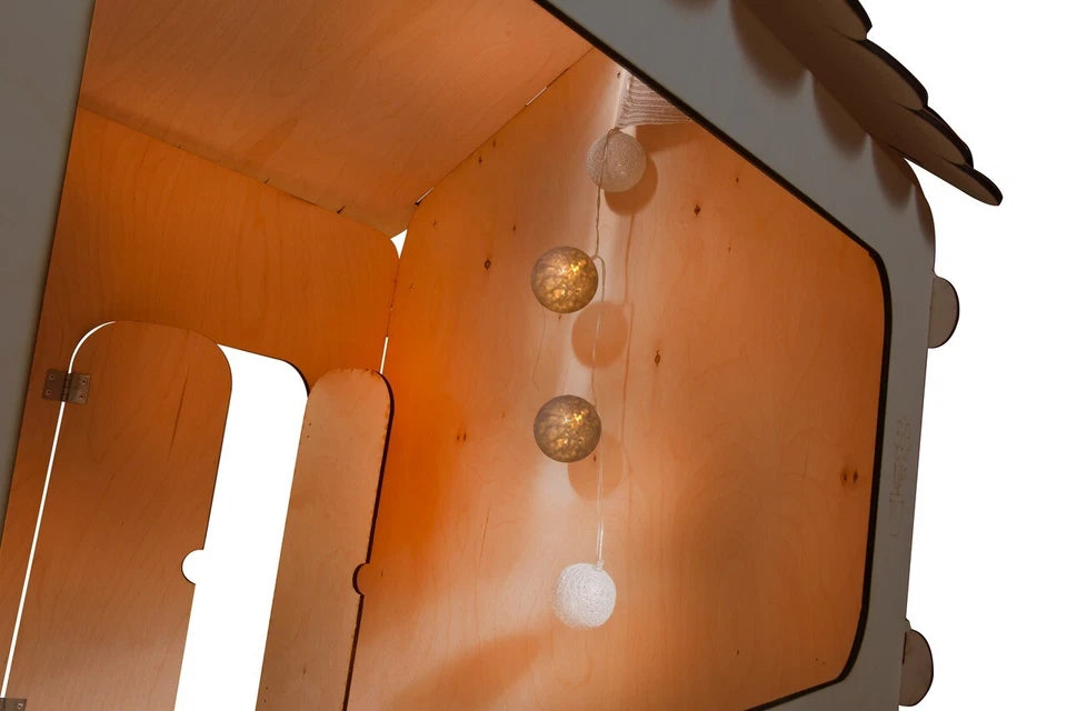 casa per bambini in legno casetta gioco con lavagna luci e tavolo