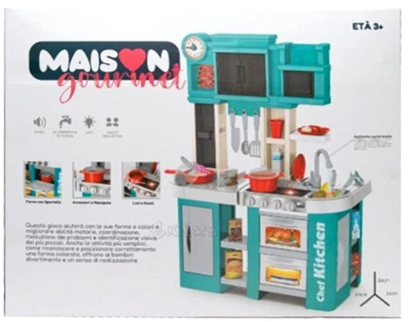 Cucina Giocattolo per Bambini Grande con Acqua luci Suoni e Accessori h. 84 cm
