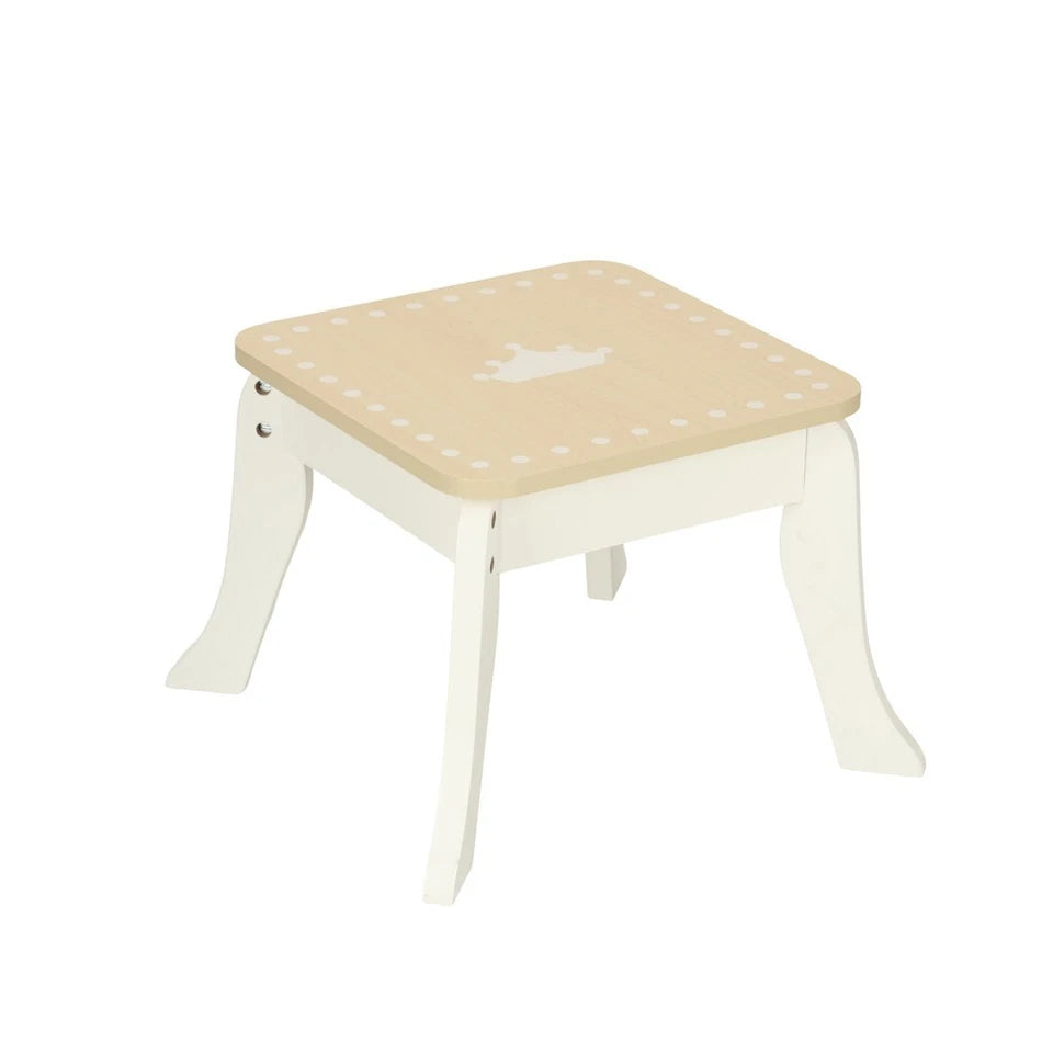 Specchiera giocattolo in legno specchio per bambine con accessori e sgabello