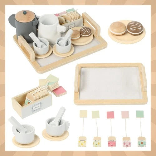Giocattolo in legno per bambini set colazione gioco dolci tè biscotti tazzine