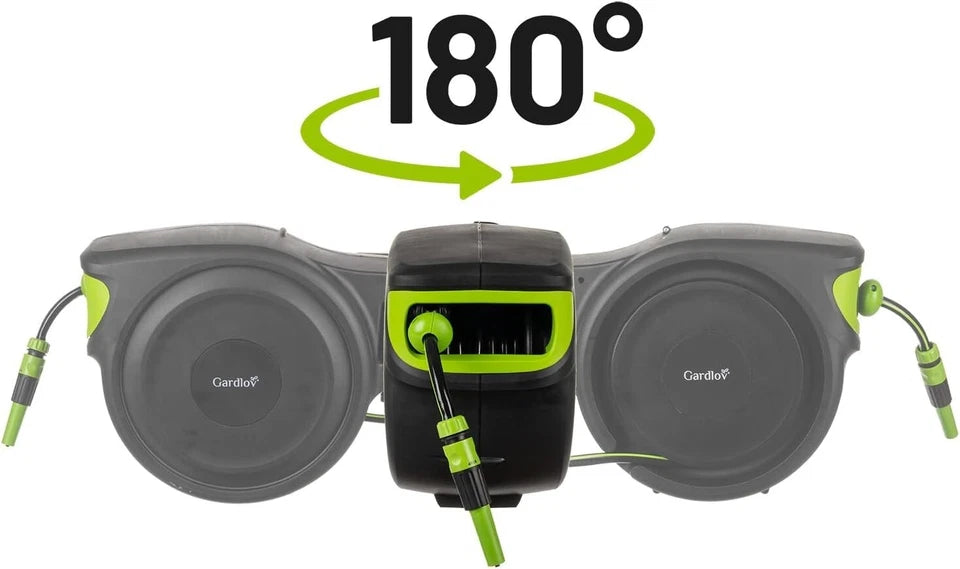 AVVOLGITUBO AUTOMATICO ACQUA GIARDINO GIREVOLE ED AUTOAVVOLGENTE A PARETE 25 MT