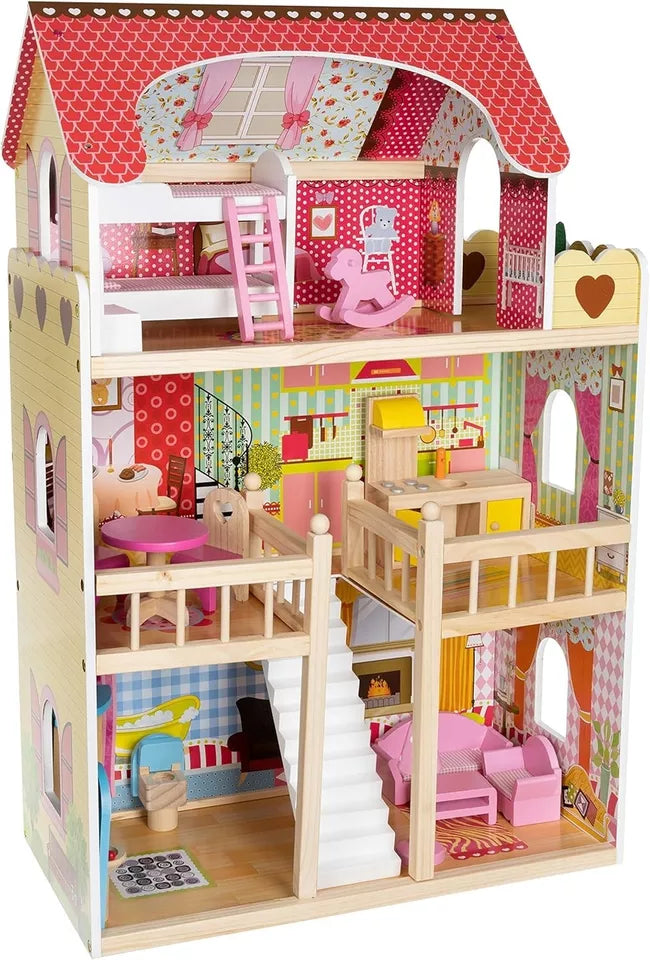 Casa delle Bambole in Legno villa bambole fashion per bambine accessori e luce