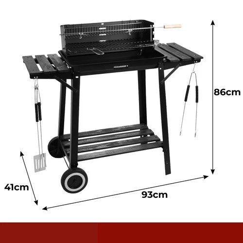 bbq barbecue a carbone carbonella da giardino grill regolabile ripiani spiedo e tanti accessori