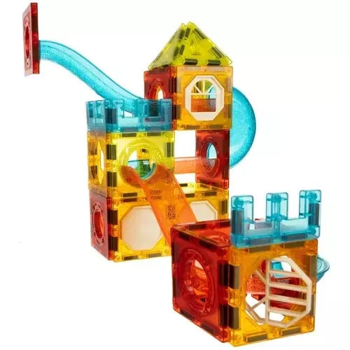 Pista per biglie luminosa 75 elementi gioco biglie costruzioni magnetiche bambini
