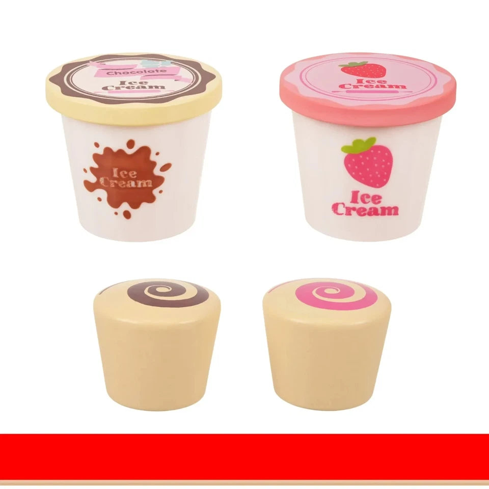 giocattolo in legno "la mia gelateria" set gioco gelati con accessori e dolci