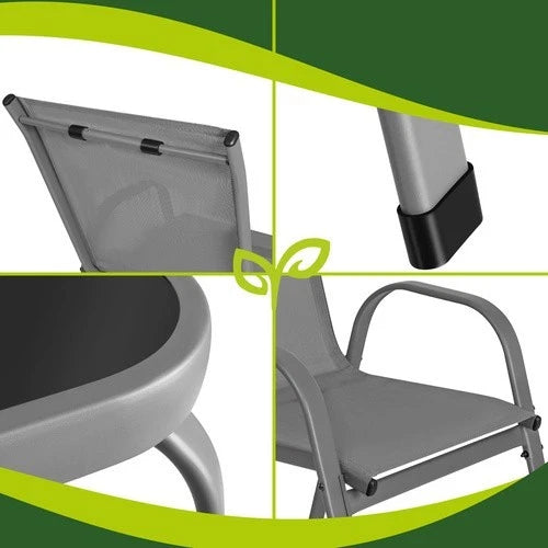 SET mobili DA GIARDINO TERRAZZO 4 POSTI sedie tavolo panca divano in acciaio