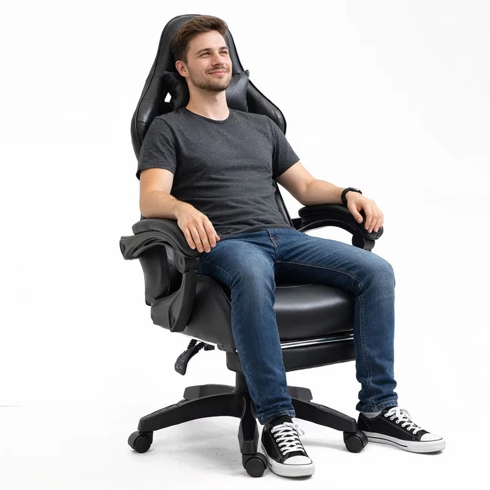 Sedia da Gaming in ecopelle Sedia gioco studio con poggiapiedi reclinabile