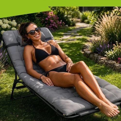 sdraio reclinabile lettino pieghevole prendisole con cuscino imbottito per casa,giardino,campeggio,mare o piscina