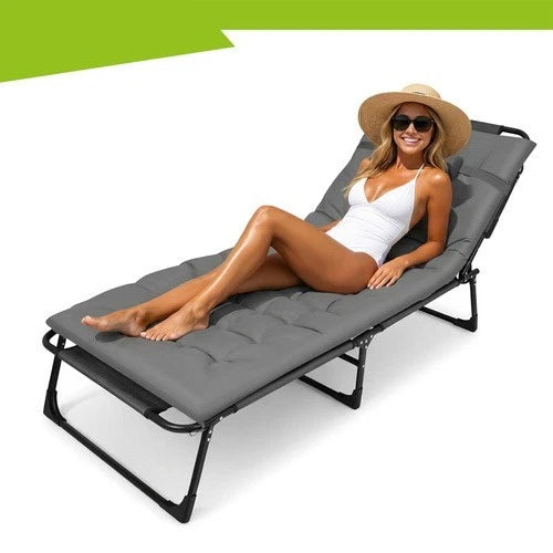 sdraio reclinabile lettino pieghevole prendisole con cuscino imbottito per casa,giardino,campeggio,mare o piscina