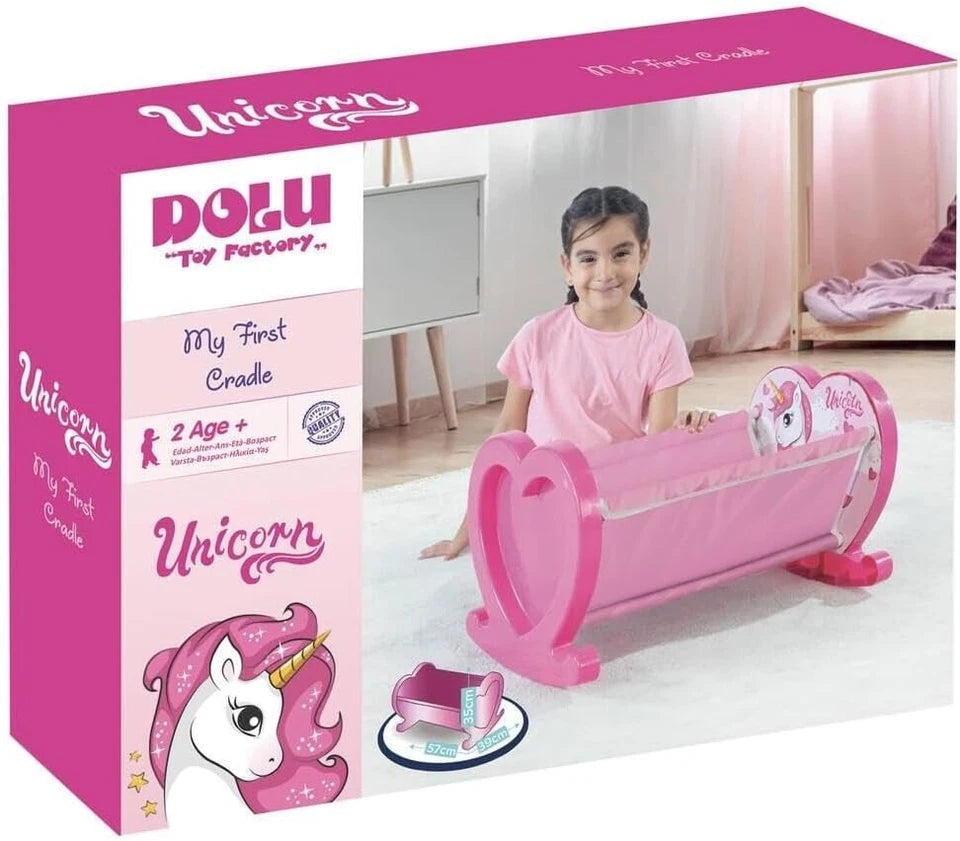 culla per bambole e bambolotti lettino unicorno altezza 35x57x38 cm.