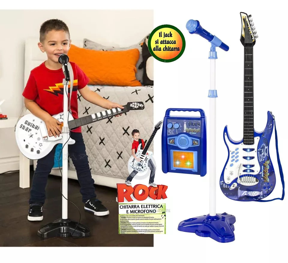 Chitarra elettrica per bambini basso con microfono amplificatore e asta Set Comp