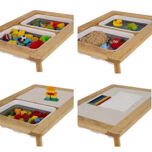 TAVOLO PER BAMBINI In LEGNO + 1 SEDIA TAVOLINO GIOCO STUDIO LAVAGNA CONTENITORI