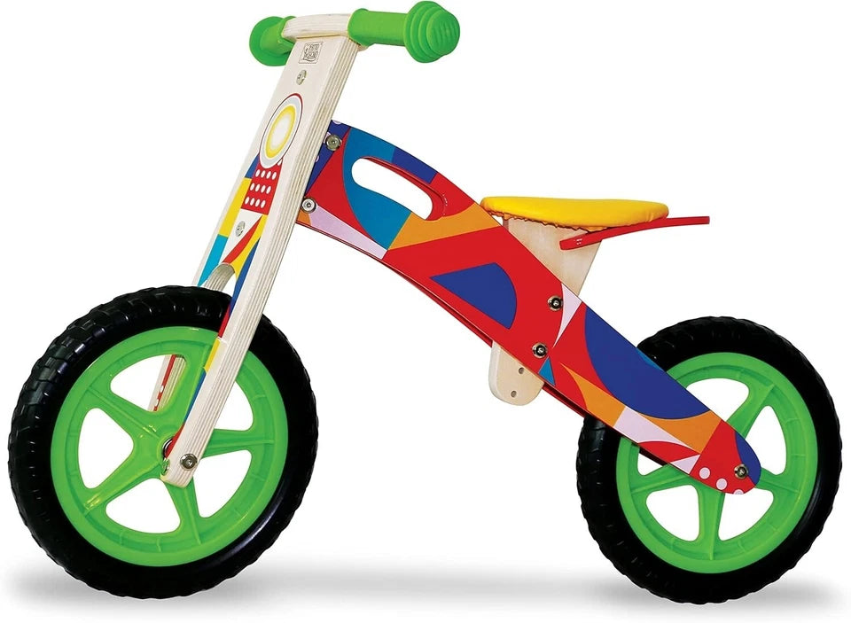 Bicicletta in LEGNO  SENZA PEDALI MOTO CAVALCABILE EQUILIBRIO BICI PRIMI PASSI