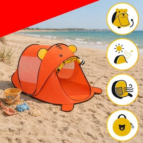 Tenda da spiaggia Tenda da gioco bambini Tigro con set secchiello palette pop-up