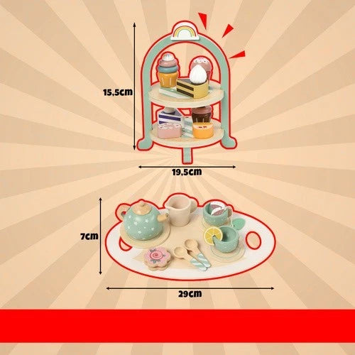 Gioco Pasticcere Giocattolo in legno dolci e set per il tè bambini + accessori