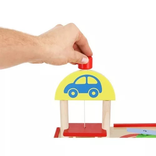 Box Garage in legno 3 piani set gioco garage pista macchine per bambini +veicoli