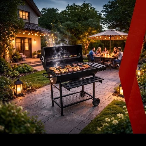 bbq barbecue xxl a carbone carbonella + accessori , soffiatore, copertura, termometro griglie