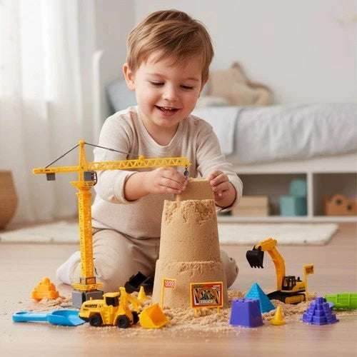 sabbia cinetica sand set sabbia modellabile con mezzi da cantiere e accessori