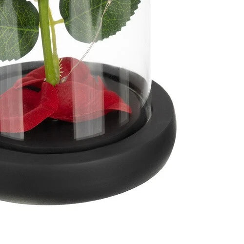 Rosa Eterna luci led Bella La Bestia Rosa Stabilizzata In Vetro + scatola regalo
