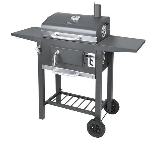 bbq barbecue a carbone carbonella griglie in ghisa + coperchio, termometro, soffiatore e tanti accessori