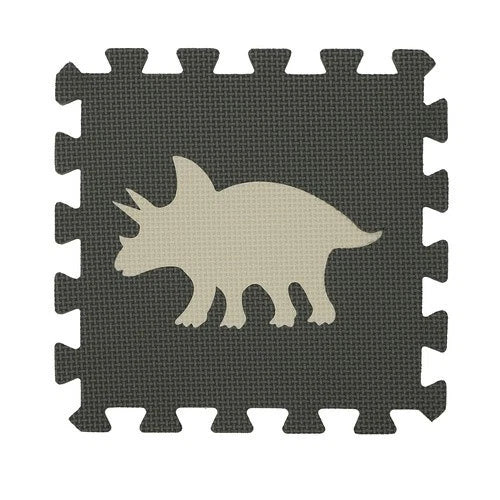 TAPPETO PUZZLE DINOSAURI GRANDE IN GOMMA PER BAMBINI SET 25 PEZZI TOT CM.106X106