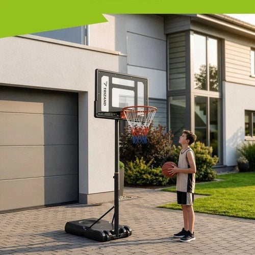 canestro da basket con piantana h. regolabile da 150 a 259 cm con ruote e palla