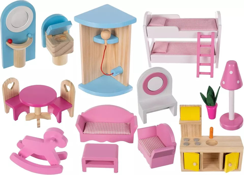 Casa delle Bambole in Legno villa bambole fashion per bambine accessori e luce