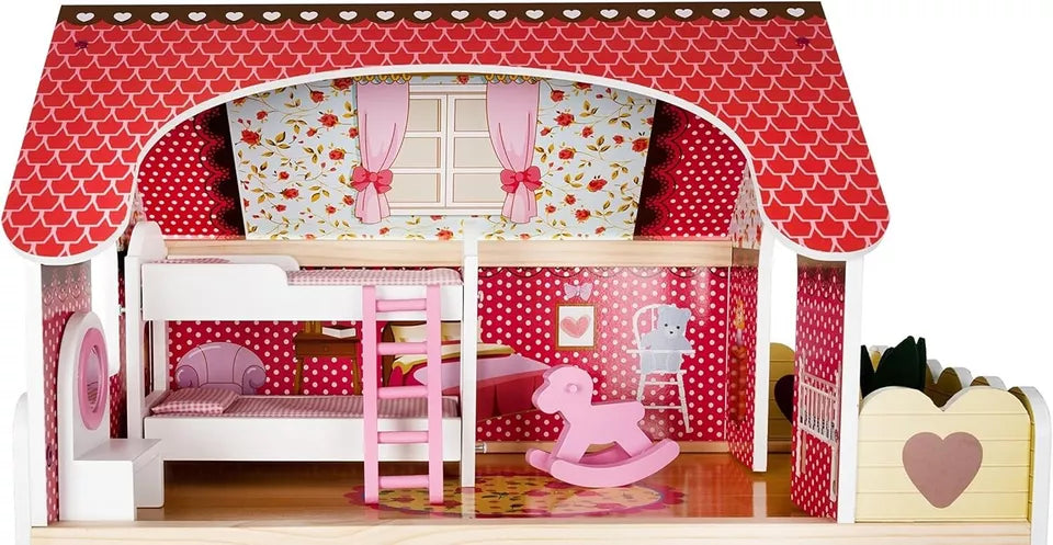 Casa delle Bambole in Legno villa bambole fashion per bambine accessori e luce