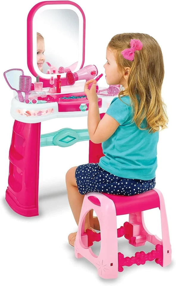 Specchiera Gioco con sgabello Bambine Specchio Trousse Set luci suoni h 72 cm