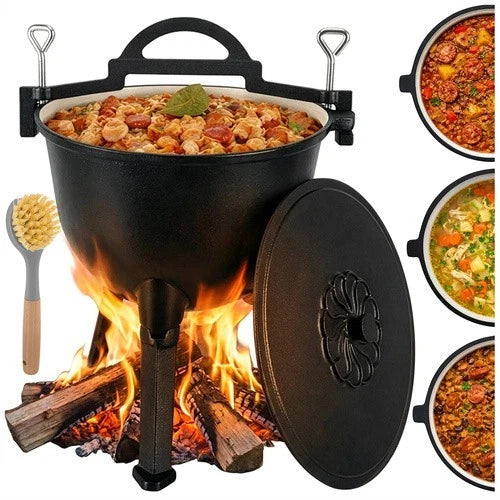 calderone pentolone in ghisa Dutch Oven pentola da campeggio pesca per fuoco