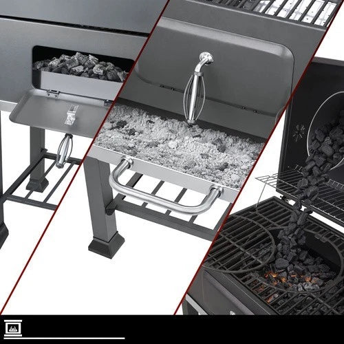 bbq barbecue carbone carbonella griglia ghisa + coperchio soffiatore accessori