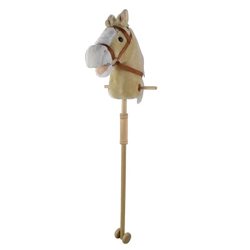 BASTONE CAVALLO A DONDOLO IN LEGNO E PELUCHE CON SUONI altezza 97 cm con ruote