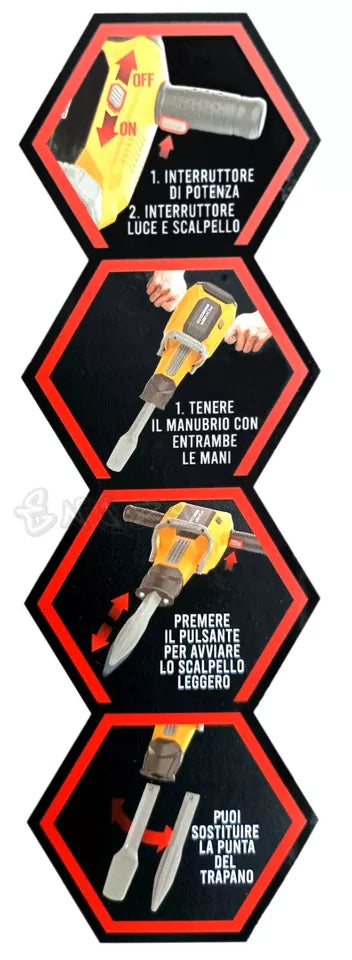 Martello giocattolo per bambini martello pneumatico demolitore gioco + accessori