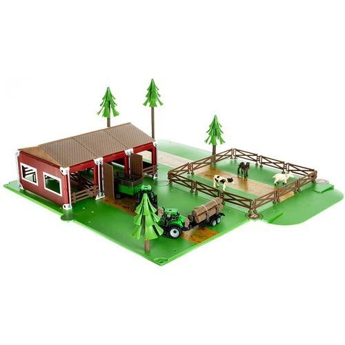 fattoria giocattolo con trattori animali alberi recinto stalla set costruzioni