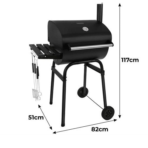 barbecue a carbonella bbq da giardino + accessori e soffiatore con termometro