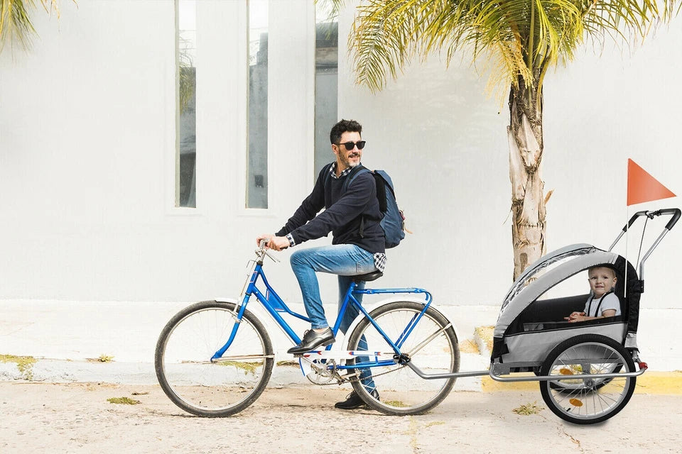 Rimorchio per Bicicletta Carrello porta bambini o Passeggino Trasporto cani