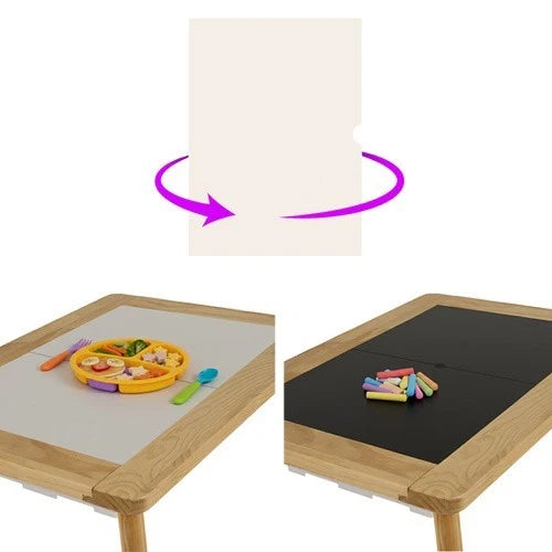 TAVOLO PER BAMBINI In LEGNO + 1 SEDIA TAVOLINO GIOCO STUDIO LAVAGNA CONTENITORI
