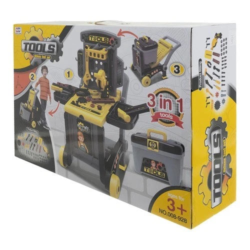 BANCO da lavoro con ATTREZZI set attrezzi giocattolo per bambini con valigetta