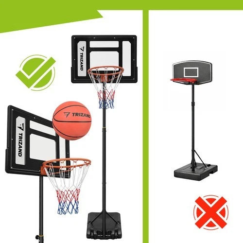 canestro da basket con piantana h. regolabile da 150 a 259 cm con ruote e palla
