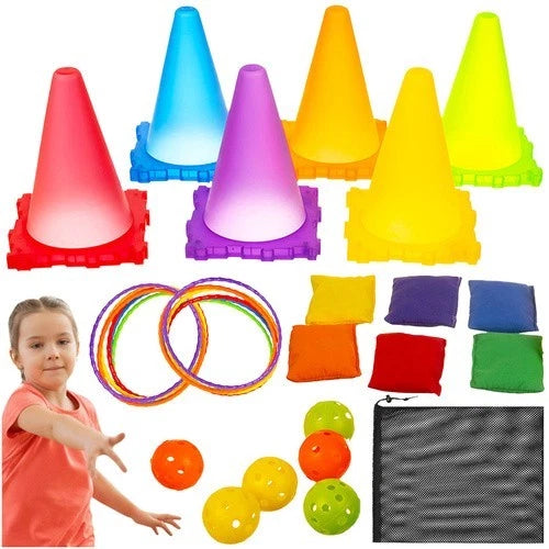 3 in 1 Set da Gioco Lancio dell'anello Coni di plastica Anelli da Lancio bambini