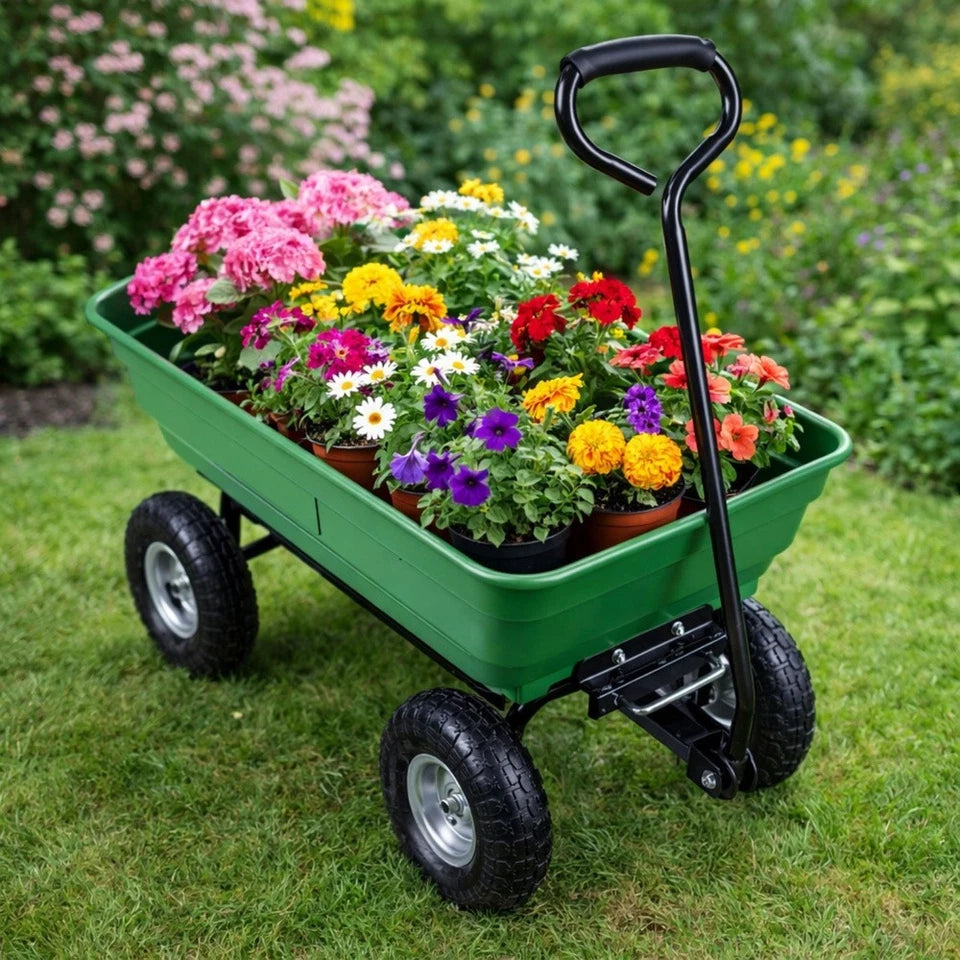 carrello da giardino ribaltabile carrello sterzante portatutto attrezzi giardino