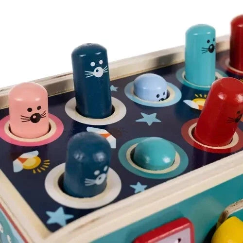 gioco in legno elefantino acchiappa la talpa con 2 martelli giocattolo montessor