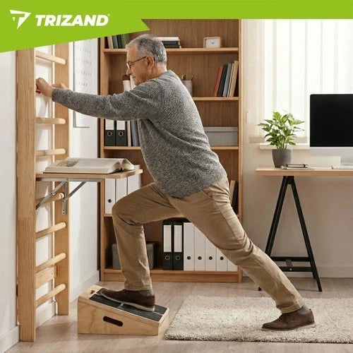 Tavola Inclinata Regolabile in Legno Pedana Fitness Stretching, Squat, Polpacci