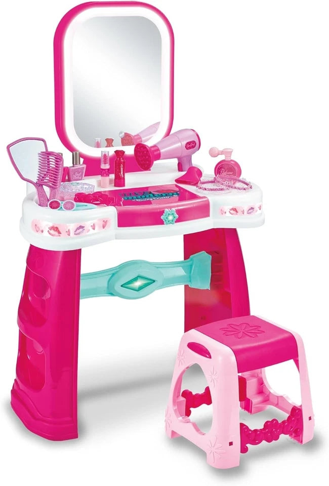 Specchiera Gioco con sgabello Bambine Specchio Trousse Set luci suoni h 72 cm