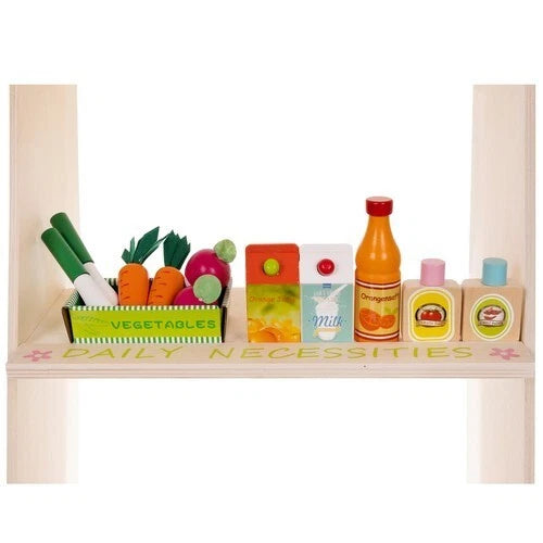 Banco del mercato Giocattolo, Gioco frutta verdura supermercato in Legno per Bambini