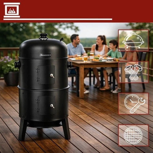 bbq barbecue a carbone carbonella con coperchio affumicatore termometro braciere